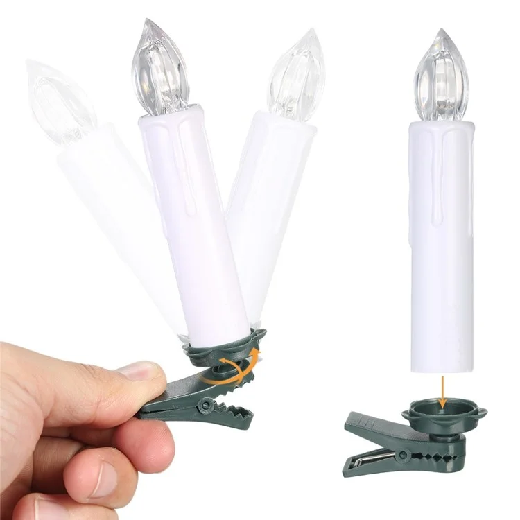 Realistic Warm White LED Flameless Candles with Remote Control for Party Decoration - 30 PCS / Ivory-Cellmalls