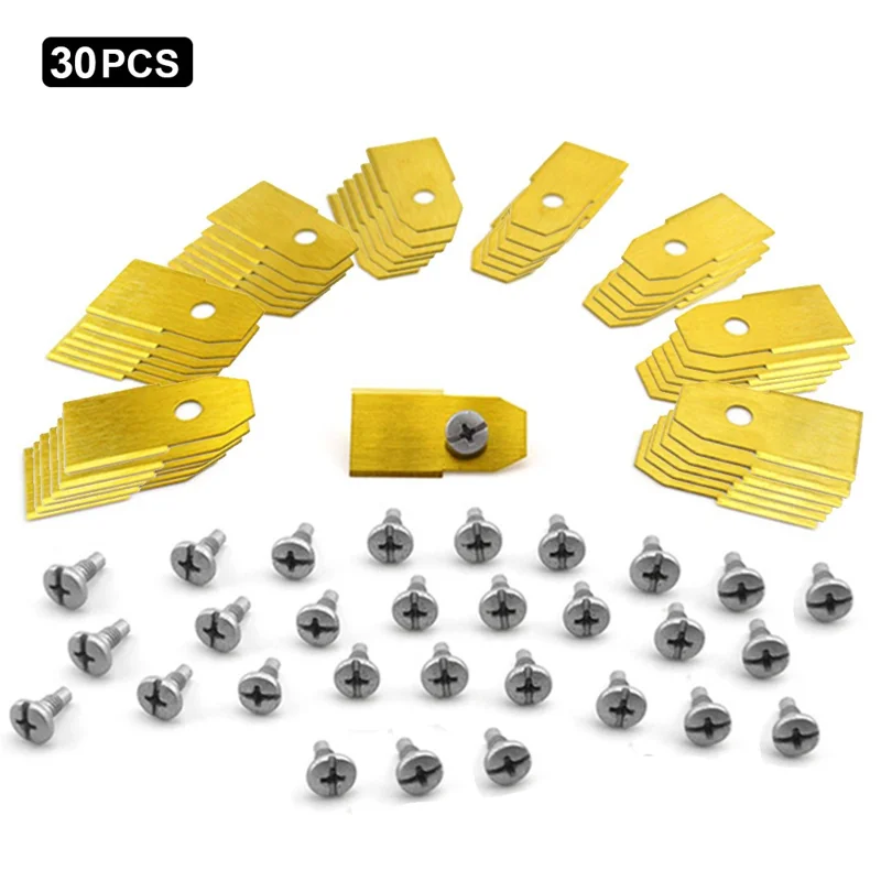 30Pcs for Husqvarna Lawn Mower Stainless Steel Replacement Cutting Blades, 35x18mm - Gold-Cellmalls