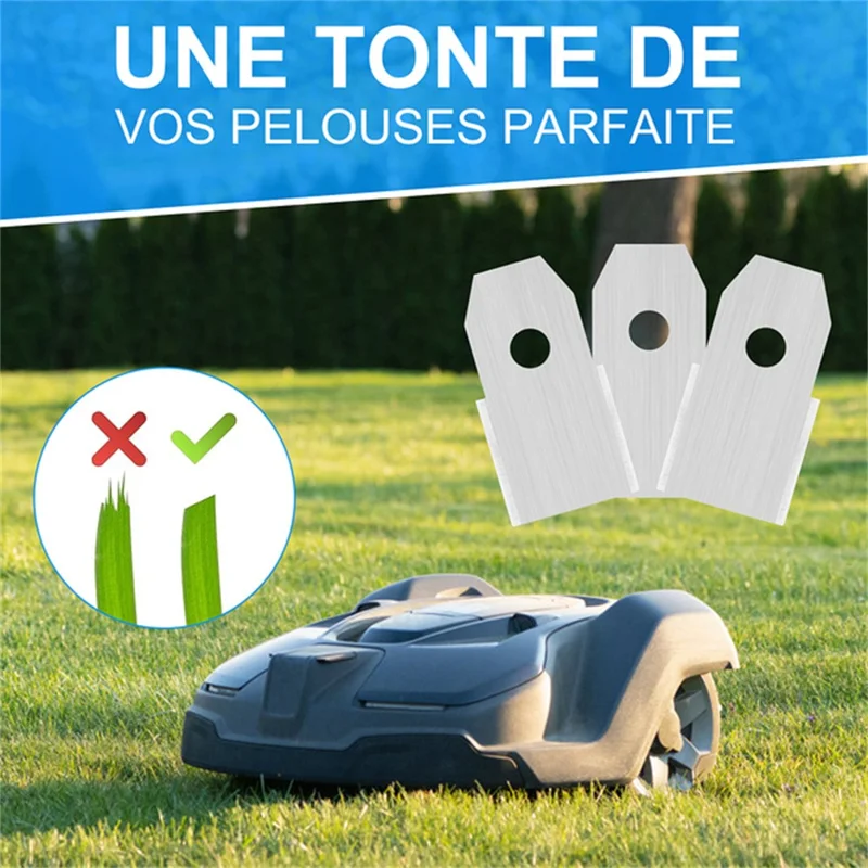 30Pcs for Husqvarna Lawn Mower Stainless Steel Replacement Cutting Blades, 35x18mm - Silver-Cellmalls