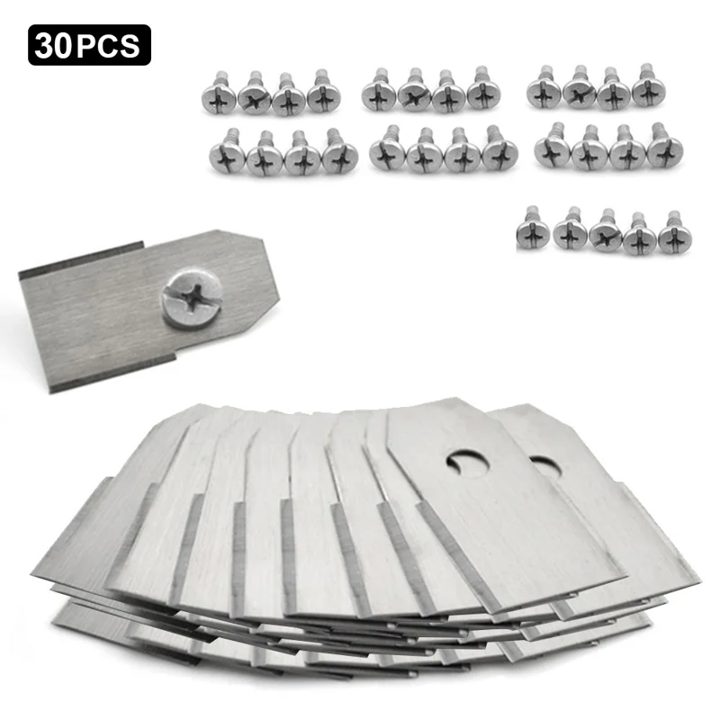 30Pcs for Husqvarna Lawn Mower Stainless Steel Replacement Cutting Blades, 35x18mm - Silver-Cellmalls