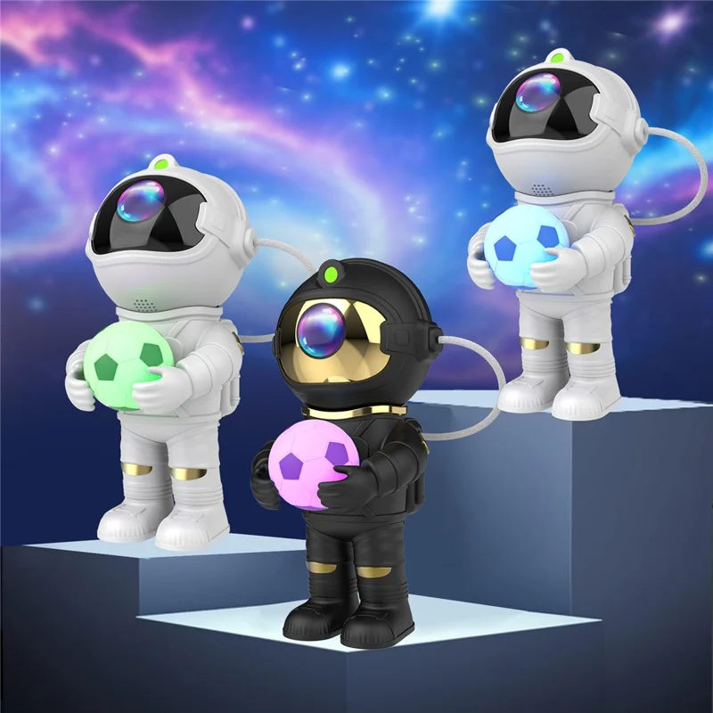 YLQ-L4 Astronaut Holding Soccer Nebula Projector Night Light Bedroom Atmosphere Lamp with Remote Control - White-Cellmalls