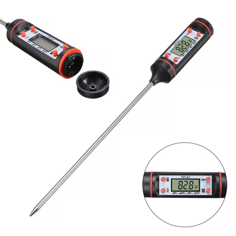 TP101 Digital Food Thermometer Long Probe Electronic Digital Thermometer BBQ Temperature Measuring Tool-Cellmalls