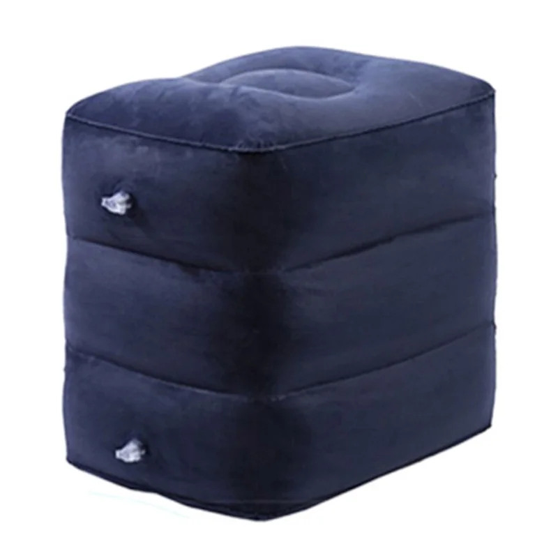ZJM-020 Home Travel PVC Flocking Flight Sleeping Footrest Cushion Airplane Car Bus Inflatable Foot Rest Pad - Dark Blue-Cellmalls