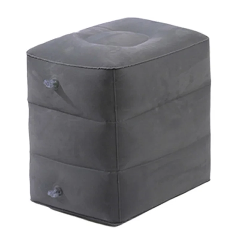 ZJM-020 Home Travel PVC Flocking Flight Sleeping Footrest Cushion Airplane Car Bus Inflatable Foot Rest Pad - Dark Grey-Cellmalls