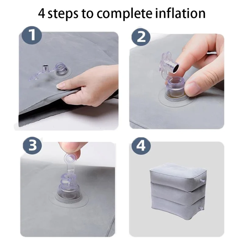 ZJM-020 Home Travel PVC Flocking Flight Sleeping Footrest Cushion Airplane Car Bus Inflatable Foot Rest Pad - Dark Grey-Cellmalls