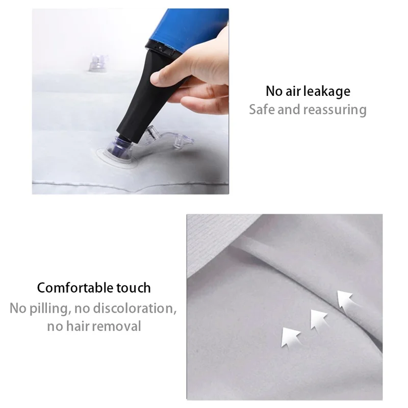 ZJM-020 Home Travel PVC Flocking Flight Sleeping Footrest Cushion Airplane Car Bus Inflatable Foot Rest Pad - Light Grey-Cellmalls