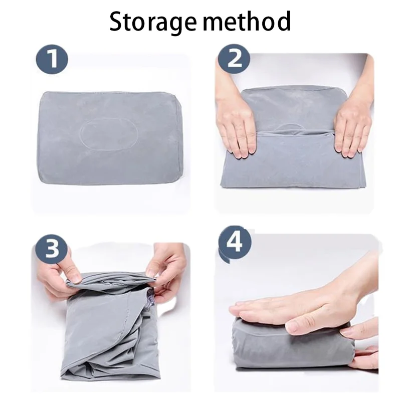 ZJM-020 Home Travel PVC Flocking Flight Sleeping Footrest Cushion Airplane Car Bus Inflatable Foot Rest Pad - Light Grey-Cellmalls