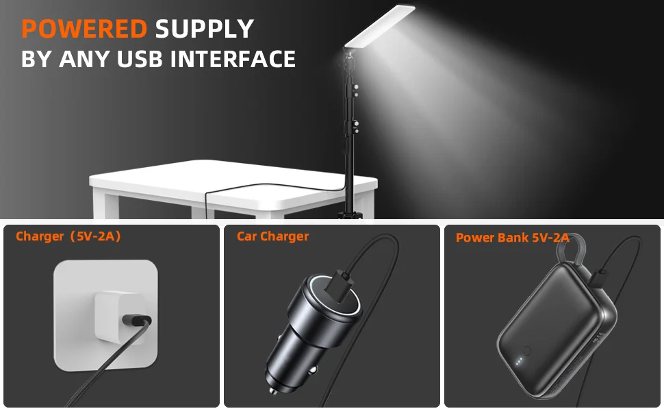 Multifunctional Outdoor Camping Lamp USB Powered Tripod Stand Photography Lamp Stall Work Light-Cellmalls