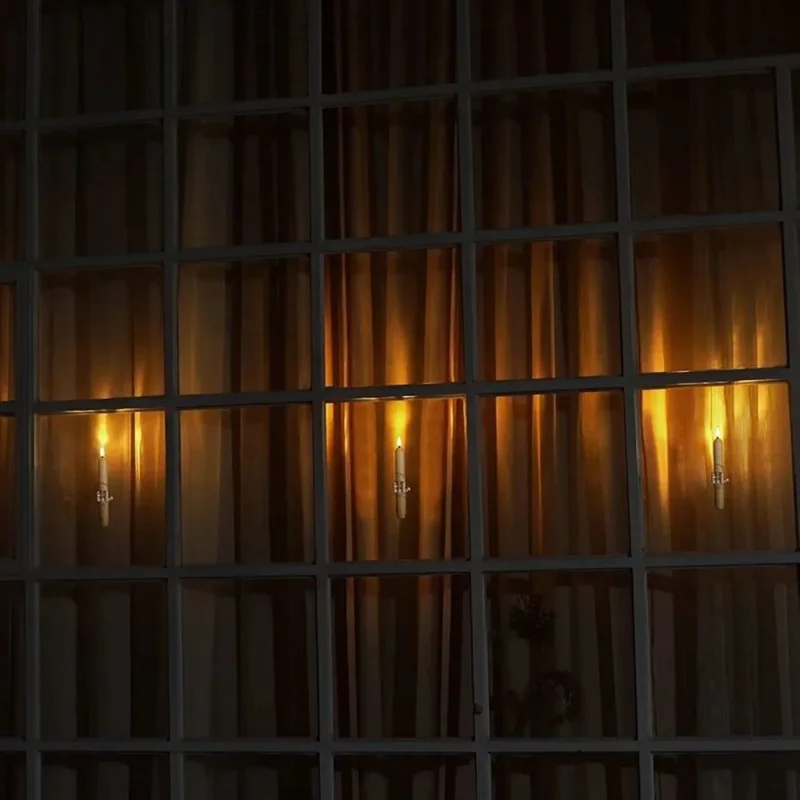 6Pcs Roman Column Design LED Window Candles Battery Operated Light Sensor Decorative Lamp with Suction Cups-Cellmalls