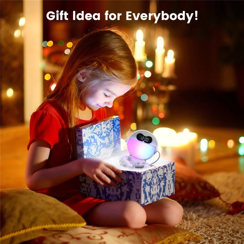 GR-21 Astronaut Holding Guitar RGB Night Light Alarm Clock White Noise Bluetooth-Compatible Speaker-Cellmalls