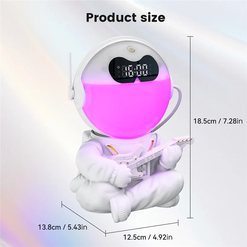 GR-21 Astronaut Holding Guitar RGB Night Light Alarm Clock White Noise Bluetooth-Compatible Speaker-Cellmalls