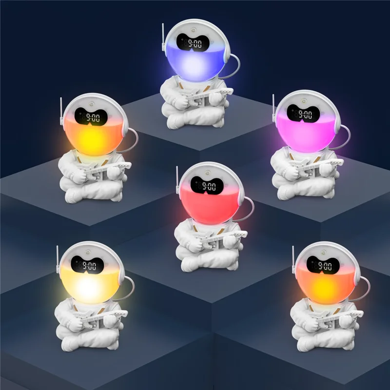 GR-21 Astronaut Holding Guitar RGB Night Light Alarm Clock White Noise Bluetooth-Compatible Speaker-Cellmalls