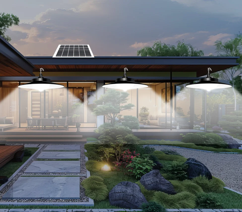 Style B 336 LED 4 Heads Solar Powered Hanging Light IP65 Waterproof Outdoor Motion Sensor Lamp - Warm White-Cellmalls