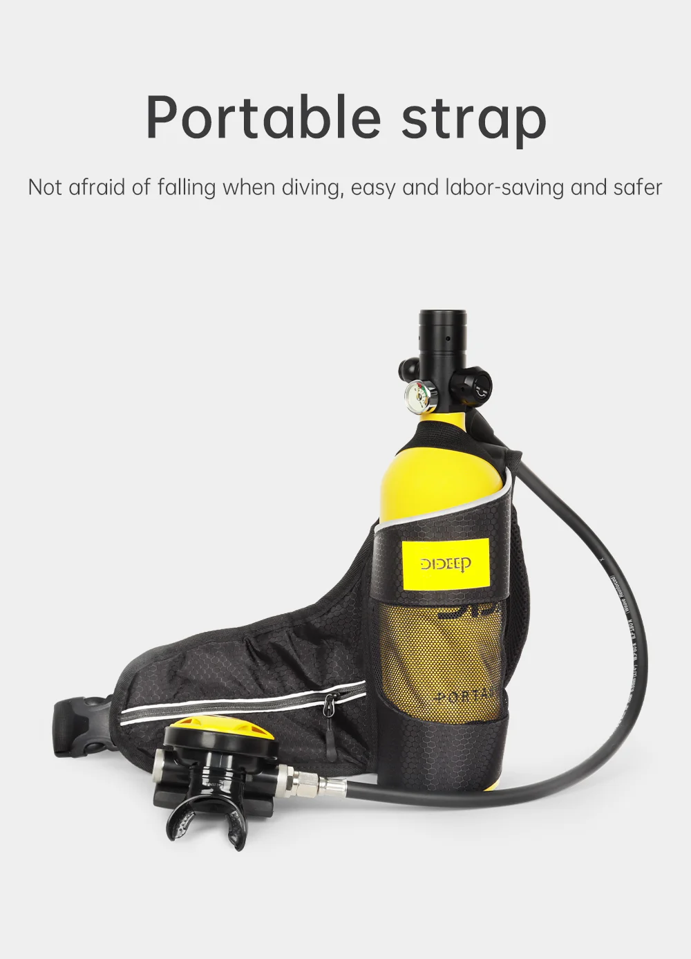 DIDEEP X4000Pro 1L Scuba Diving Tank with Vest, Diving Goggles - Yellow / Silver-Cellmalls