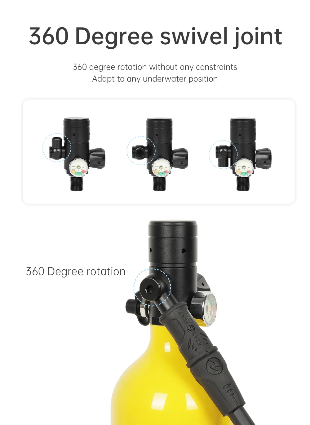 DIDEEP X4000Pro 1L Scuba Diving Tank with Vest, Diving Goggles - Yellow / Silver-Cellmalls