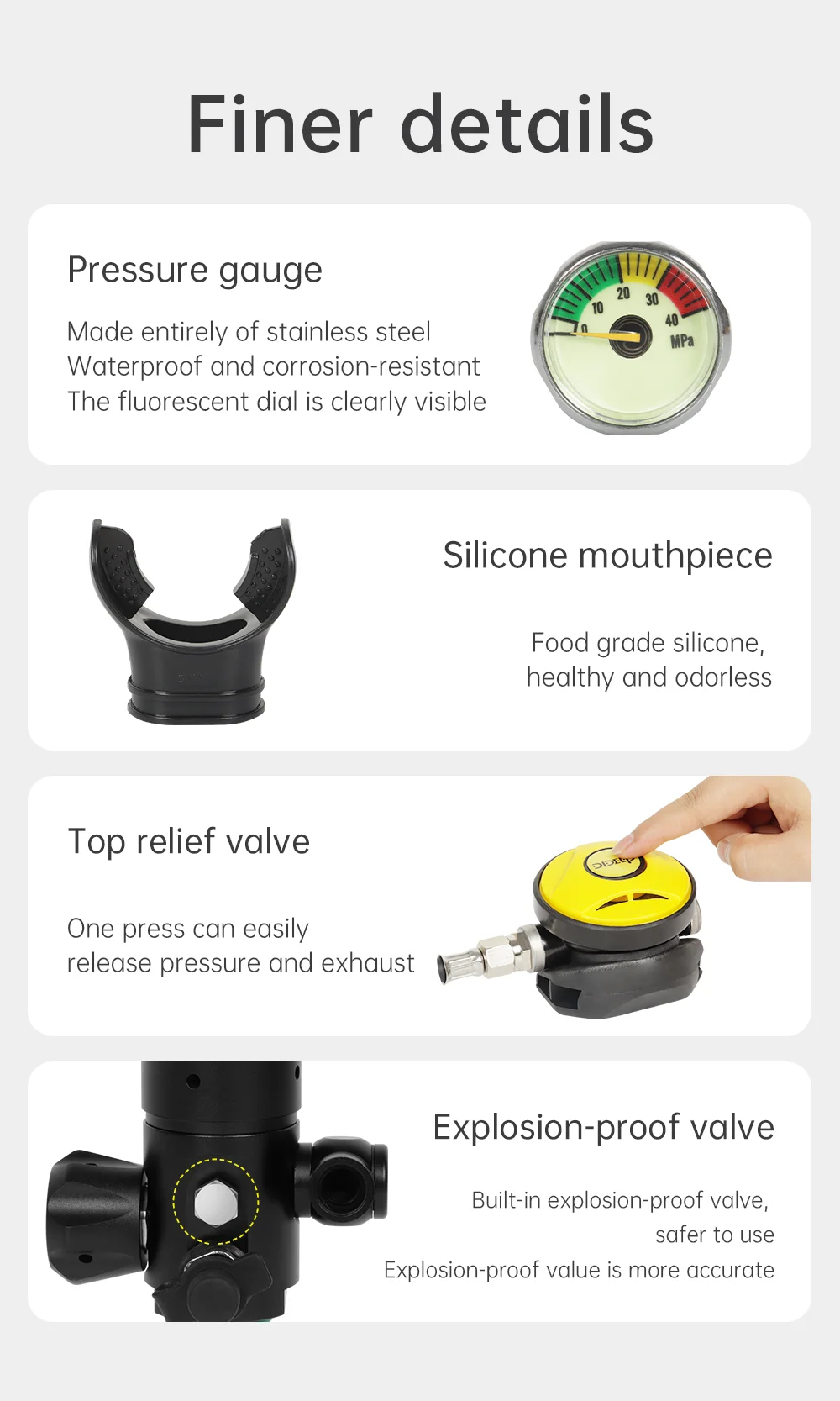 DIDEEP X4000Pro 1L Scuba Diving Tank with Vest, Diving Goggles - Yellow / Silver-Cellmalls