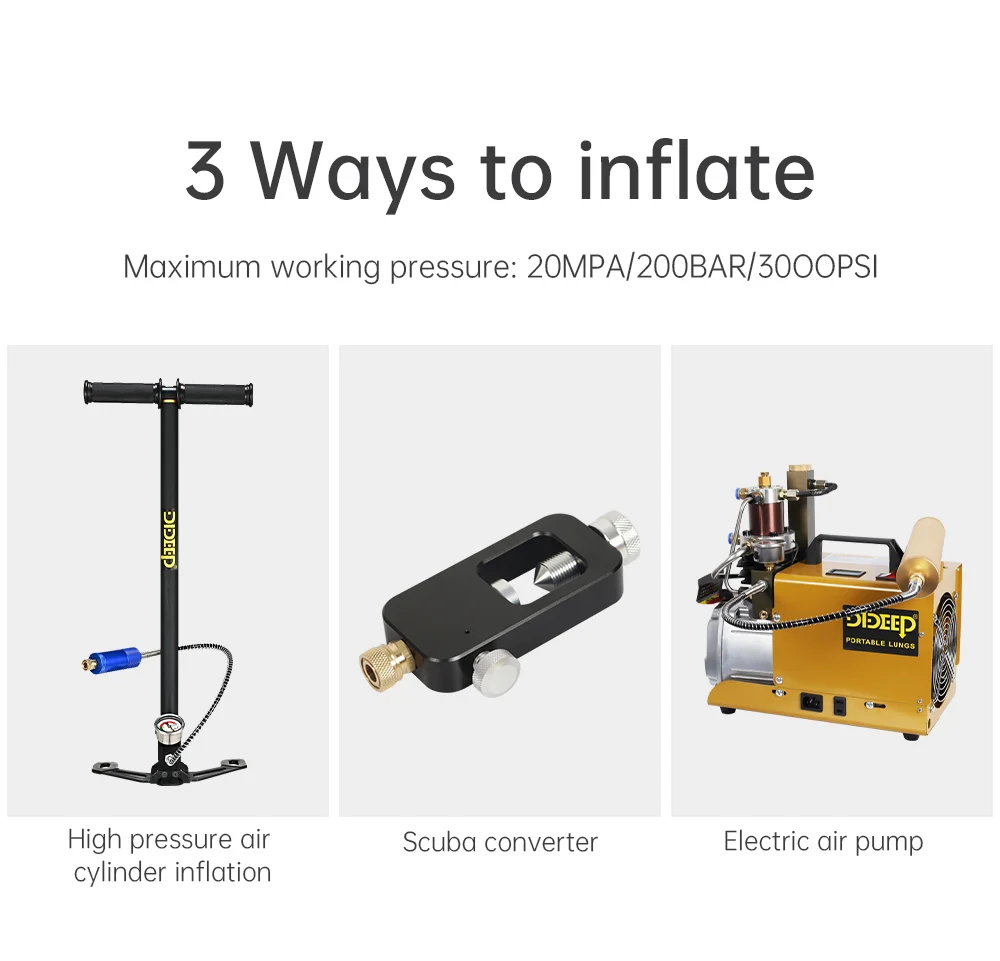 DIDEEP X4000Pro 1L Scuba Diving Tank with Vest, Diving Goggles - Yellow / Silver-Cellmalls