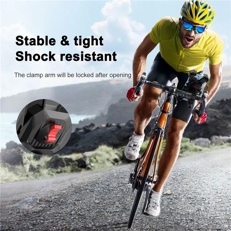 JOYROOM JR-ZS288 Bike Phone Mount Quick Release Bicycle Handlebar Phone Holder Bike Phone Bracket for 4.7-7 inch Cell Phones - Black-Cellmalls