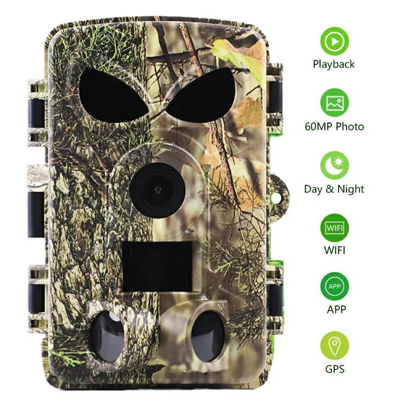 PR8000 Outdoor Hunting 8K WiFi Trail Camera 60MP Ultra HD Night Vision Wildlife Scouting Pocket Cam-Cellmalls