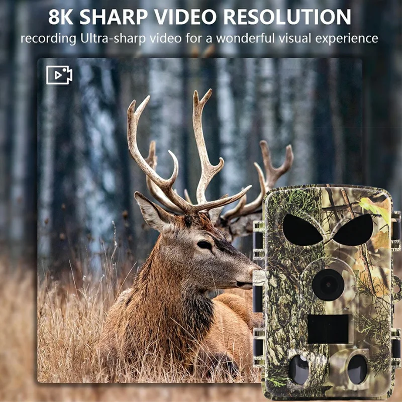 PR8000 Outdoor Hunting 8K WiFi Trail Camera 60MP Ultra HD Night Vision Wildlife Scouting Pocket Cam-Cellmalls