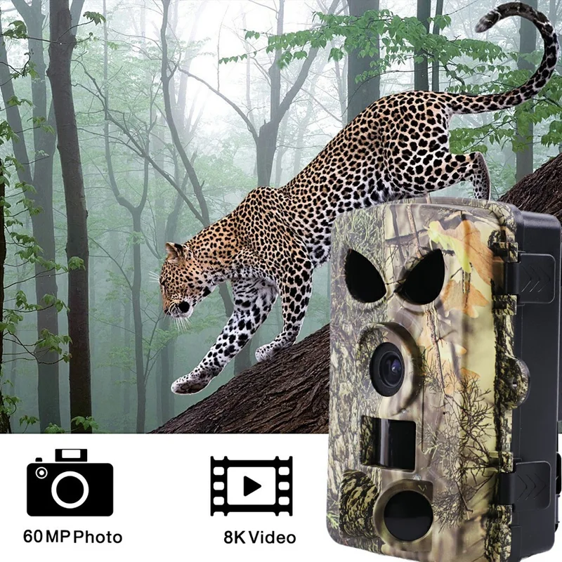 PR8000 Outdoor Hunting 8K WiFi Trail Camera 60MP Ultra HD Night Vision Wildlife Scouting Pocket Cam-Cellmalls