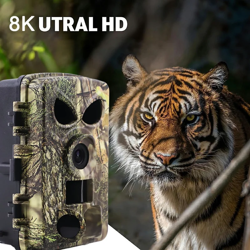 PR8000 Outdoor Hunting 8K WiFi Trail Camera 60MP Ultra HD Night Vision Wildlife Scouting Pocket Cam-Cellmalls