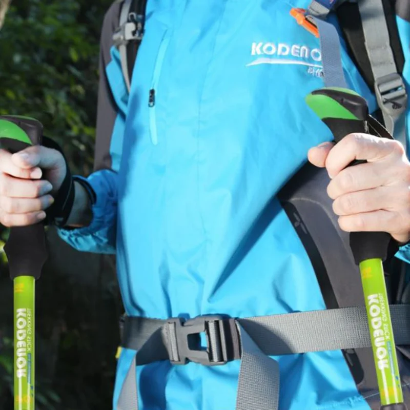 KODENOR 2Pcs Outdoor Trekking Pole Camping 5-Section Aluminum Alloy Walking Stick for 170-190CM Height - Yellow-Cellmalls