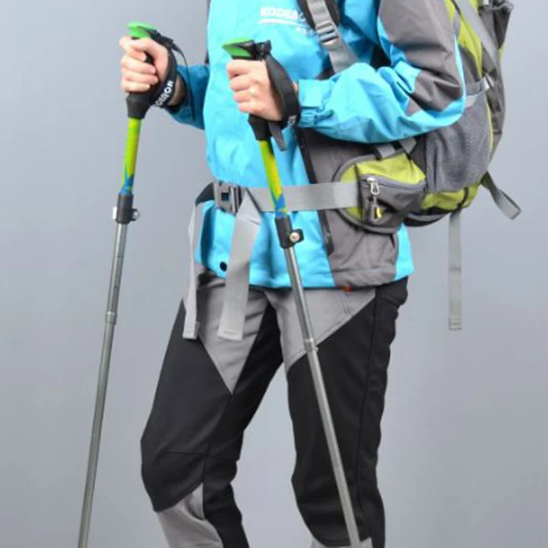 KODENOR 2Pcs Outdoor Trekking Pole Camping 5-Section Aluminum Alloy Walking Stick for 170-190CM Height - Yellow-Cellmalls