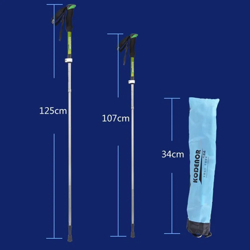 KODENOR 2Pcs Outdoor Trekking Pole Camping 5-Section Aluminum Alloy Walking Stick for 170-190CM Height - Yellow-Cellmalls