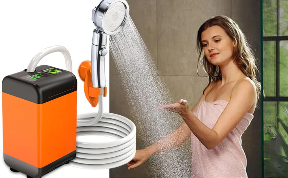 7800mAh Outdoor Camping Electric Shower with Smart Temperature Monitoring + 3 Spray Modes-Cellmalls