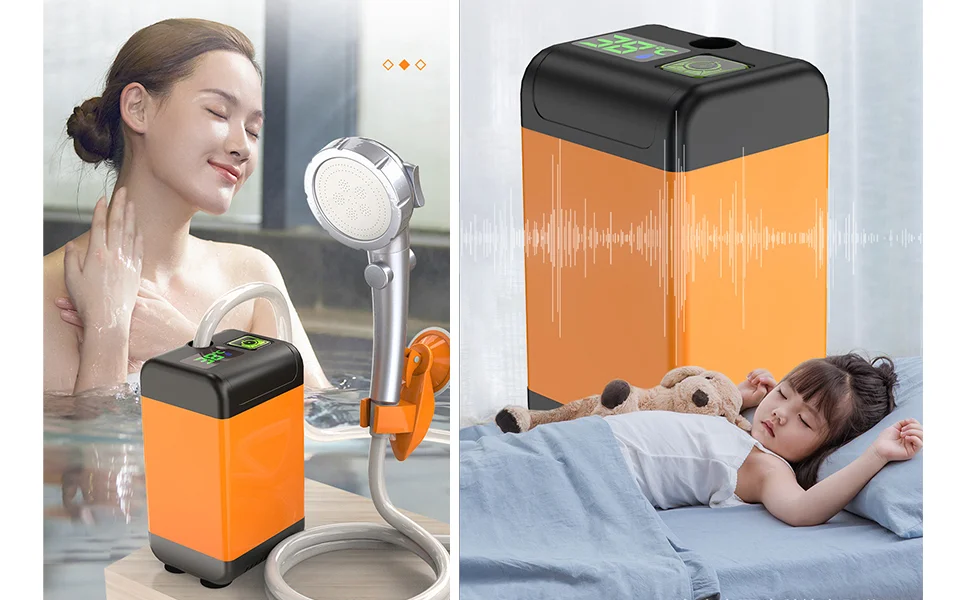 7800mAh Outdoor Camping Electric Shower with Smart Temperature Monitoring + 3 Spray Modes-Cellmalls