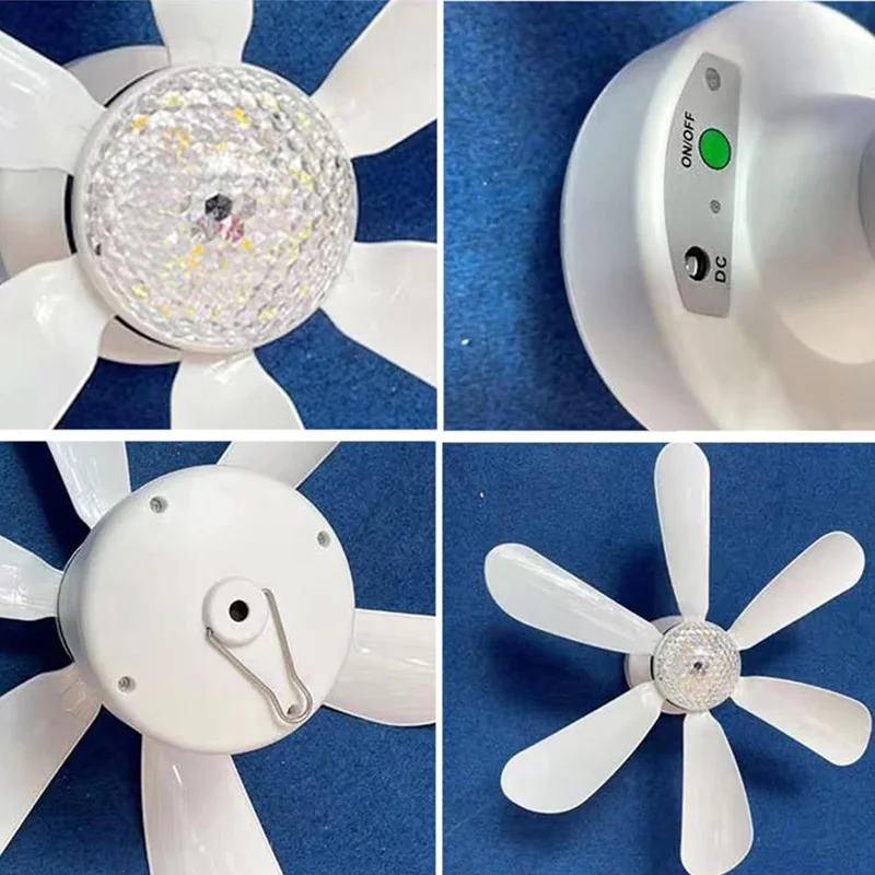 3 Levels Dimmable Solar Powered Fan Light for Outdoor Camping Remote Control Hanging Ceiling Fan-Cellmalls