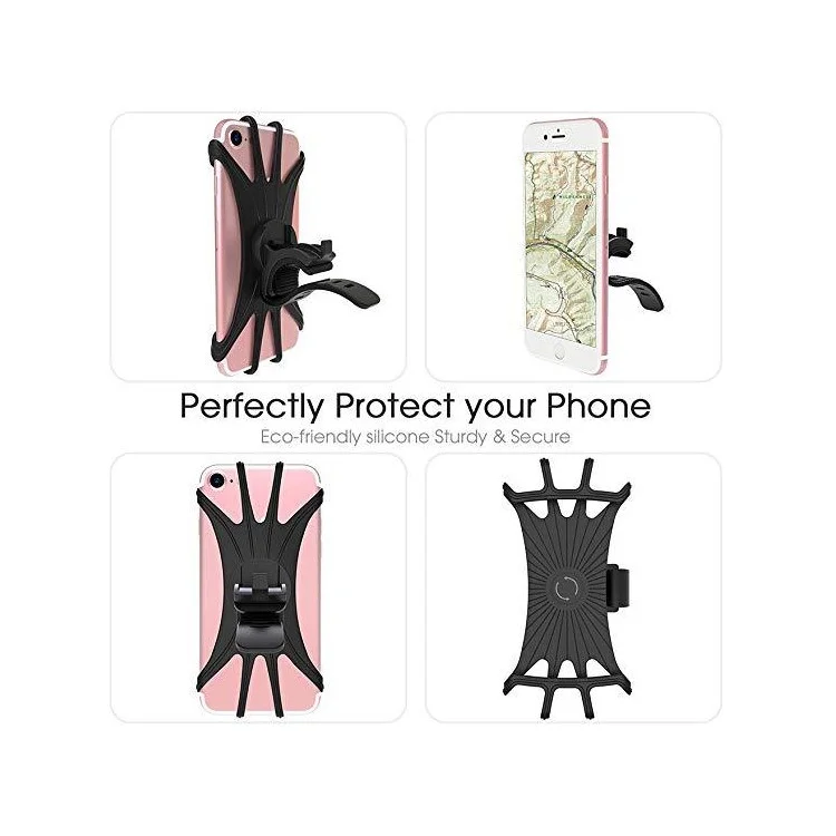 Universal Free Rotating Stretchable Silicone Phone Mount Bicycle Handlebar Cellphone Holder for 4-6 inch Cellphone GPS-Cellmalls