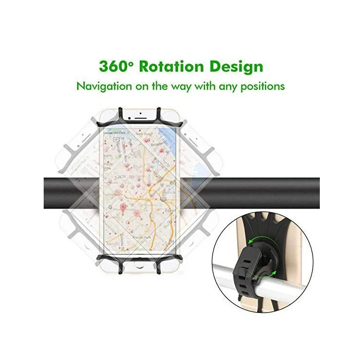 Universal Free Rotating Stretchable Silicone Phone Mount Bicycle Handlebar Cellphone Holder for 4-6 inch Cellphone GPS-Cellmalls