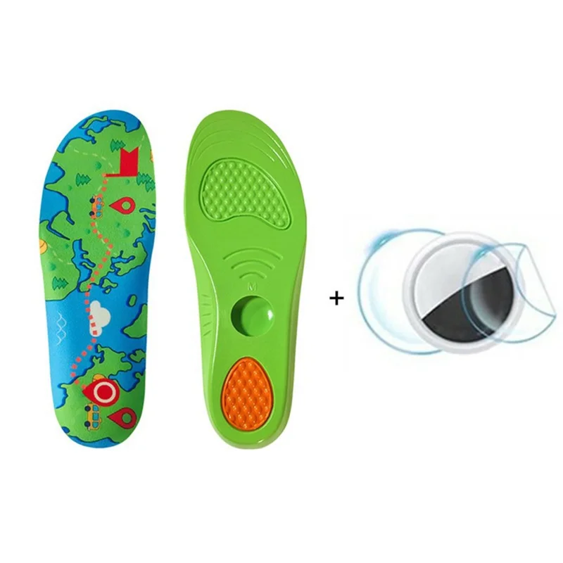 1 Pair Kids Seniors PU Shoe Insoles for Apple AirTag Tracker Holder with Front Rear Protection Film - S-Cellmalls