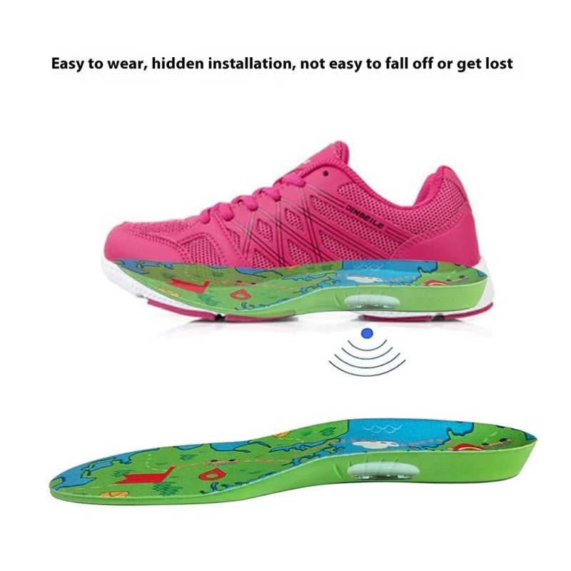 1 Pair Kids Seniors PU Shoe Insoles for Apple AirTag Tracker Holder with Front Rear Protection Film - S-Cellmalls