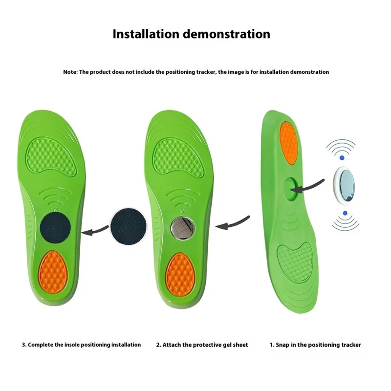 1 Pair Kids Seniors PU Shoe Insoles for Apple AirTag Tracker Holder with Front Rear Protection Film - S-Cellmalls