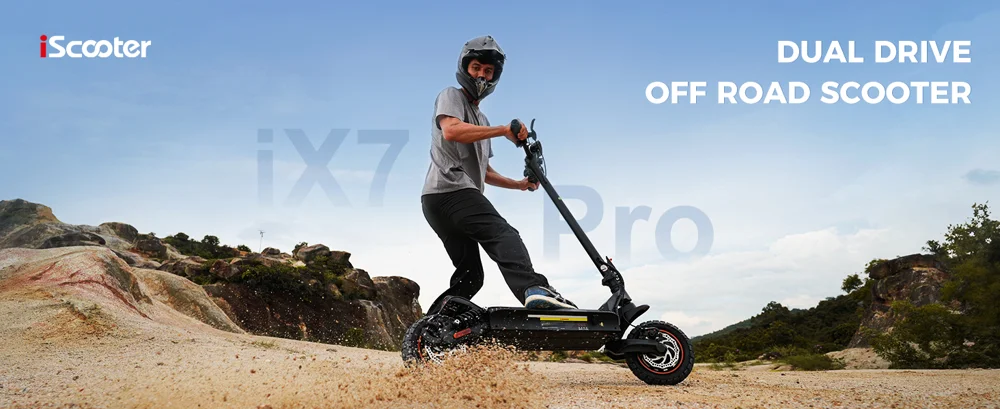 ISCOOTER iX7 Pro Dual Drive 1000W Off-Road 10 Inch Tire Electric Scooter with 48V 17.5Ah Battery, Support APP - Region A-Cellmalls