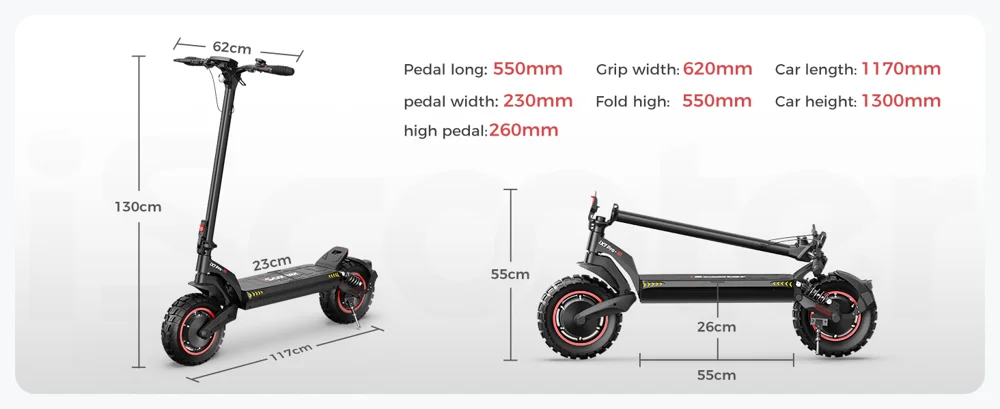 ISCOOTER iX7 Pro Dual Drive 1000W Off-Road 10 Inch Tire Electric Scooter with 48V 17.5Ah Battery, Support APP - Region A-Cellmalls