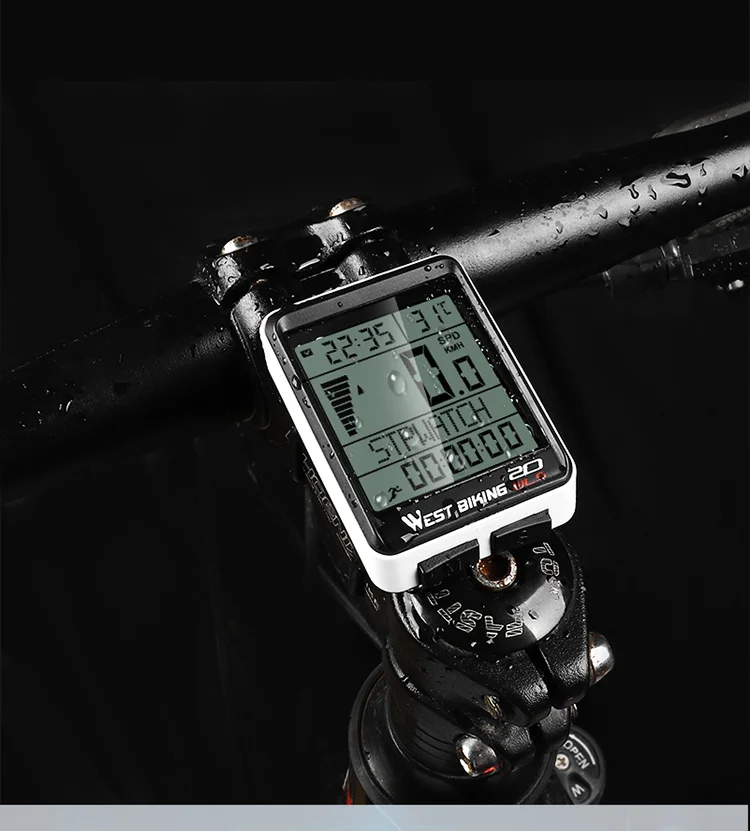 WEST BIKING 0702049 Wireless MTB Road Bike Computer Waterproof Backlight Screen Cycling Speedometer-Cellmalls