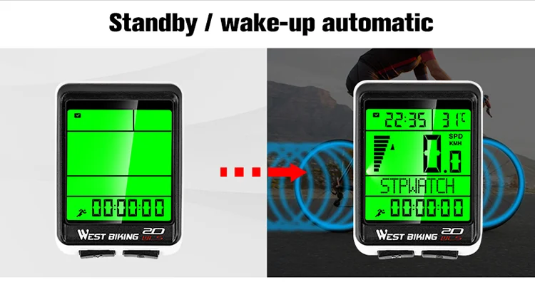 WEST BIKING 0702049 Wireless MTB Road Bike Computer Waterproof Backlight Screen Cycling Speedometer-Cellmalls
