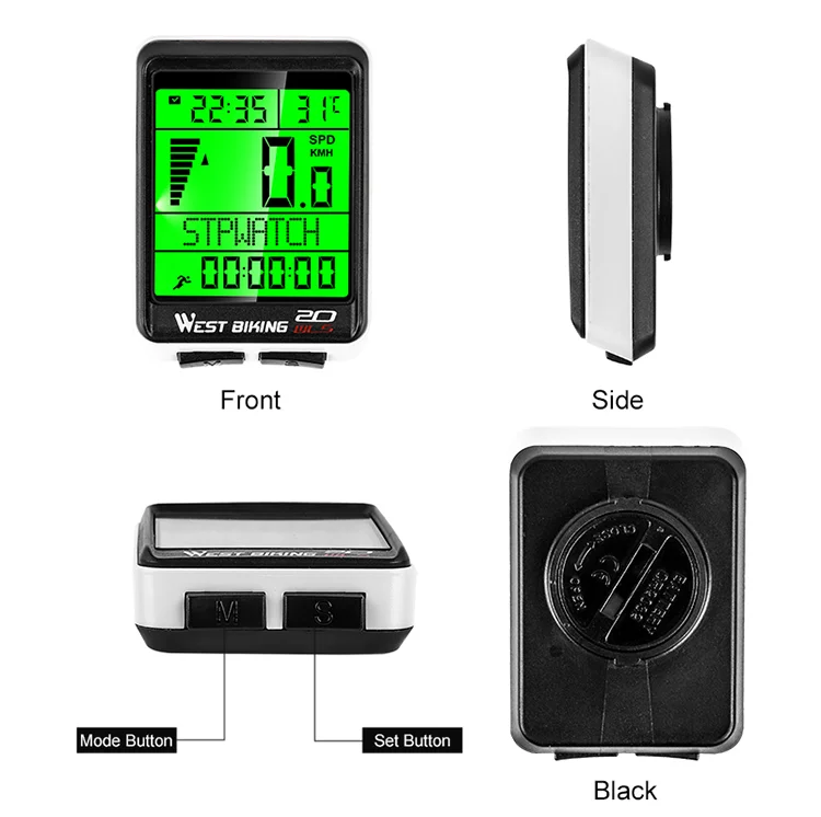 WEST BIKING 0702049 Wireless MTB Road Bike Computer Waterproof Backlight Screen Cycling Speedometer-Cellmalls