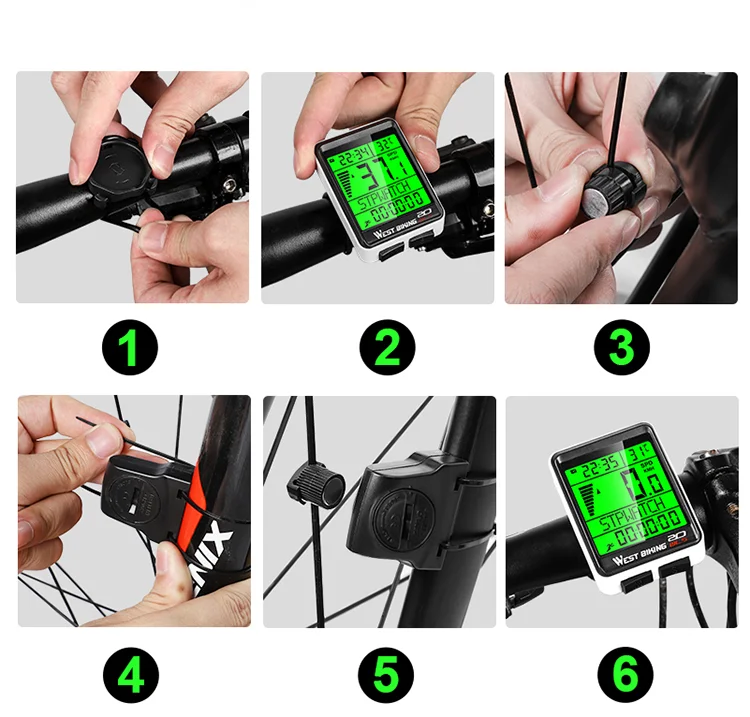 WEST BIKING 0702049 Wireless MTB Road Bike Computer Waterproof Backlight Screen Cycling Speedometer-Cellmalls