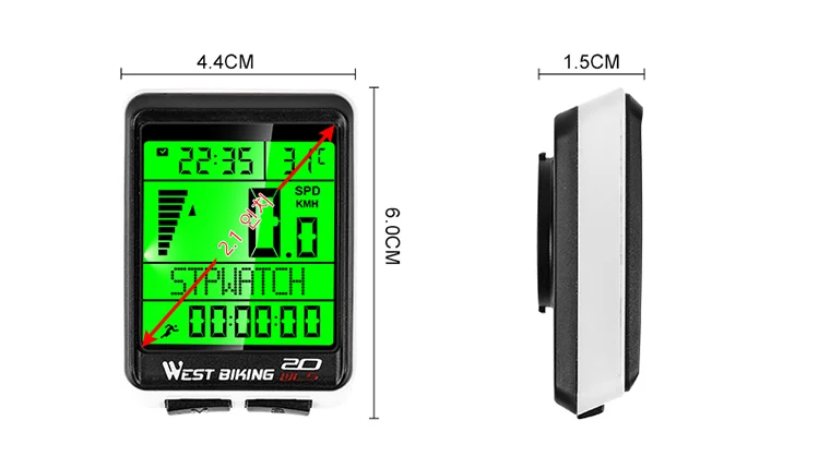 WEST BIKING 0702049 Wireless MTB Road Bike Computer Waterproof Backlight Screen Cycling Speedometer-Cellmalls