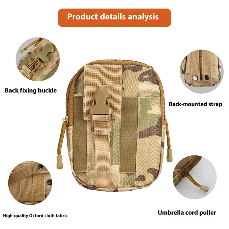 CH082 Outdoor Tactical Molle Fanny Pack Men Waterproof Oxford Fabric Phone Holder Wrist Bag - Khaki-Cellmalls