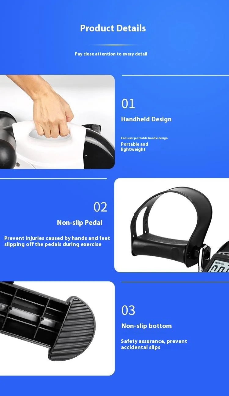 Mini Pedal Exercise Bike with LED Display Under Desk Exercise Equipment Arm and Leg Trainer (No Battery)-Cellmalls