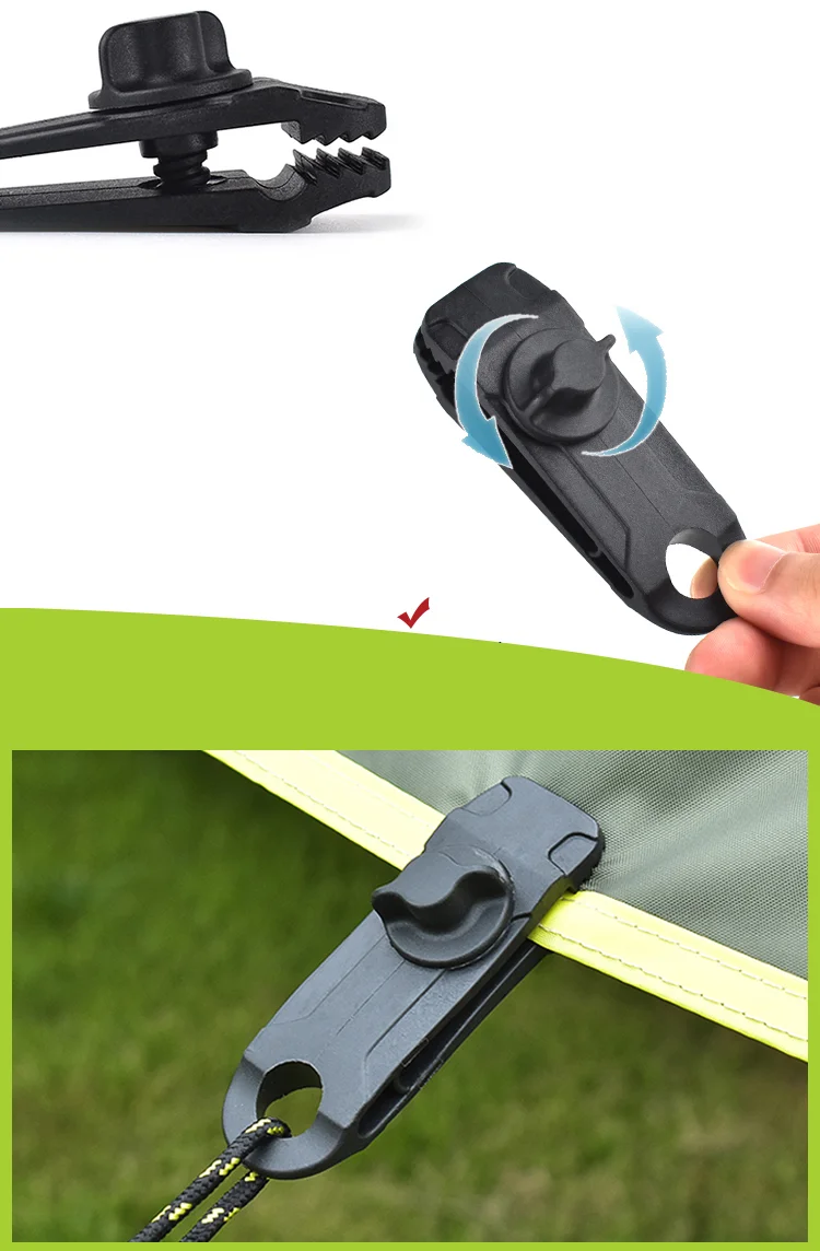 5Pcs/Set Outdoor Tent Canopy Tarp Clip Awning Windproof Fixed Buckle Clip for Camping Hiking-Cellmalls