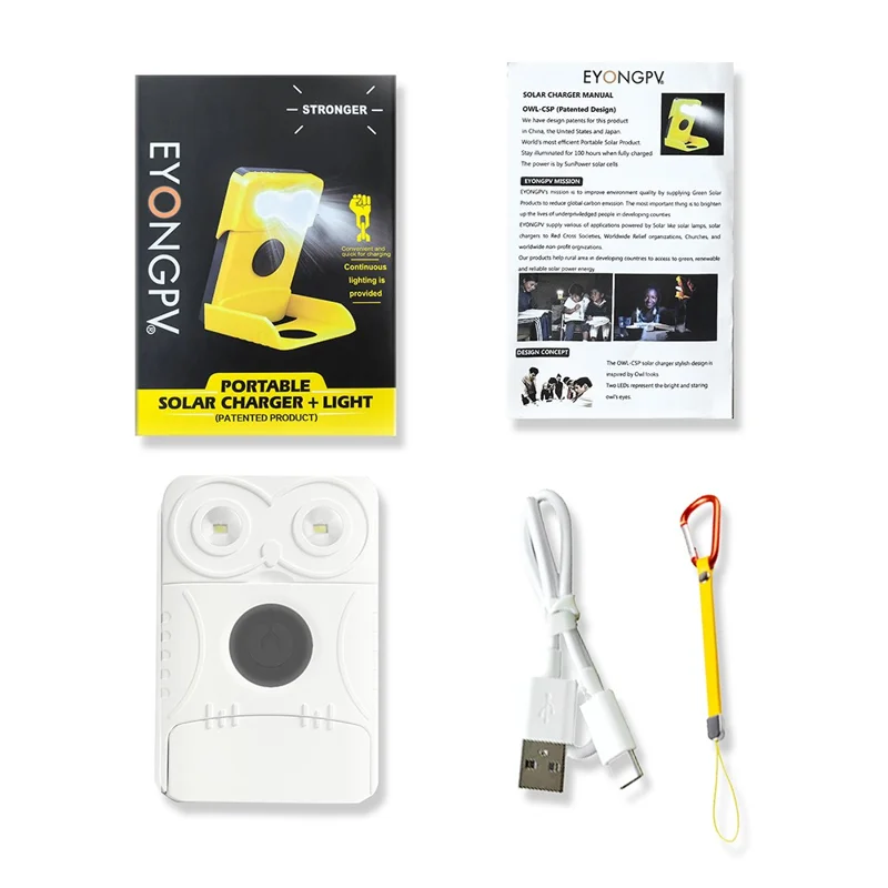 EYONGPV OWL-CSP Outdoor Camping Solar Power Bank 5000mAh Portable Charger Emergency Mobile Power Supply Solar Lamp - Yellow-Cellmalls