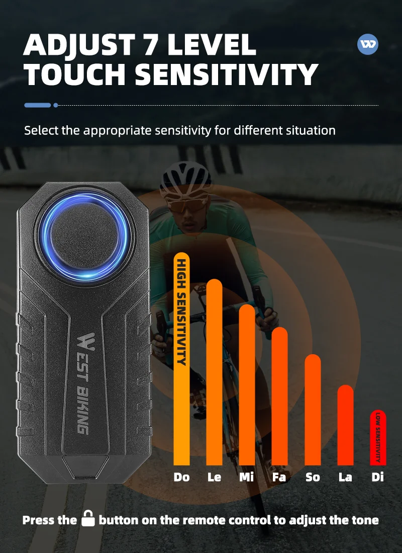 WEST BIKING YP0706052 Wireless Bicycle Alarm Bike Scooter Remote Control Anti-theft Loud Sound Alarm-Cellmalls