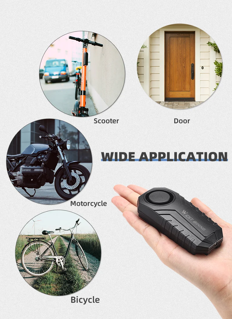 WEST BIKING YP0706052 Wireless Bicycle Alarm Bike Scooter Remote Control Anti-theft Loud Sound Alarm-Cellmalls